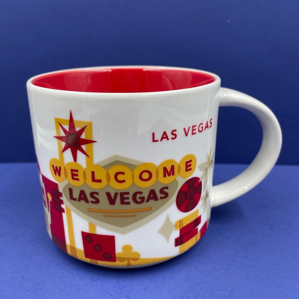 Starbucks You Are Here Las Vegas Mug 2015 Collection 14oz Red Interior Ceramic